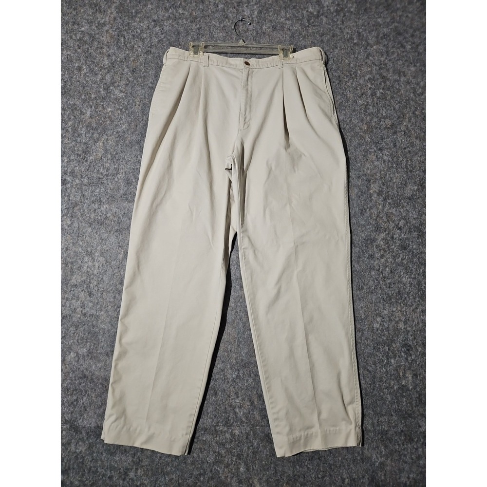 DUXBAK Original Pants Mens 36x30 Khakis Chinos Beige Pleated Vintage